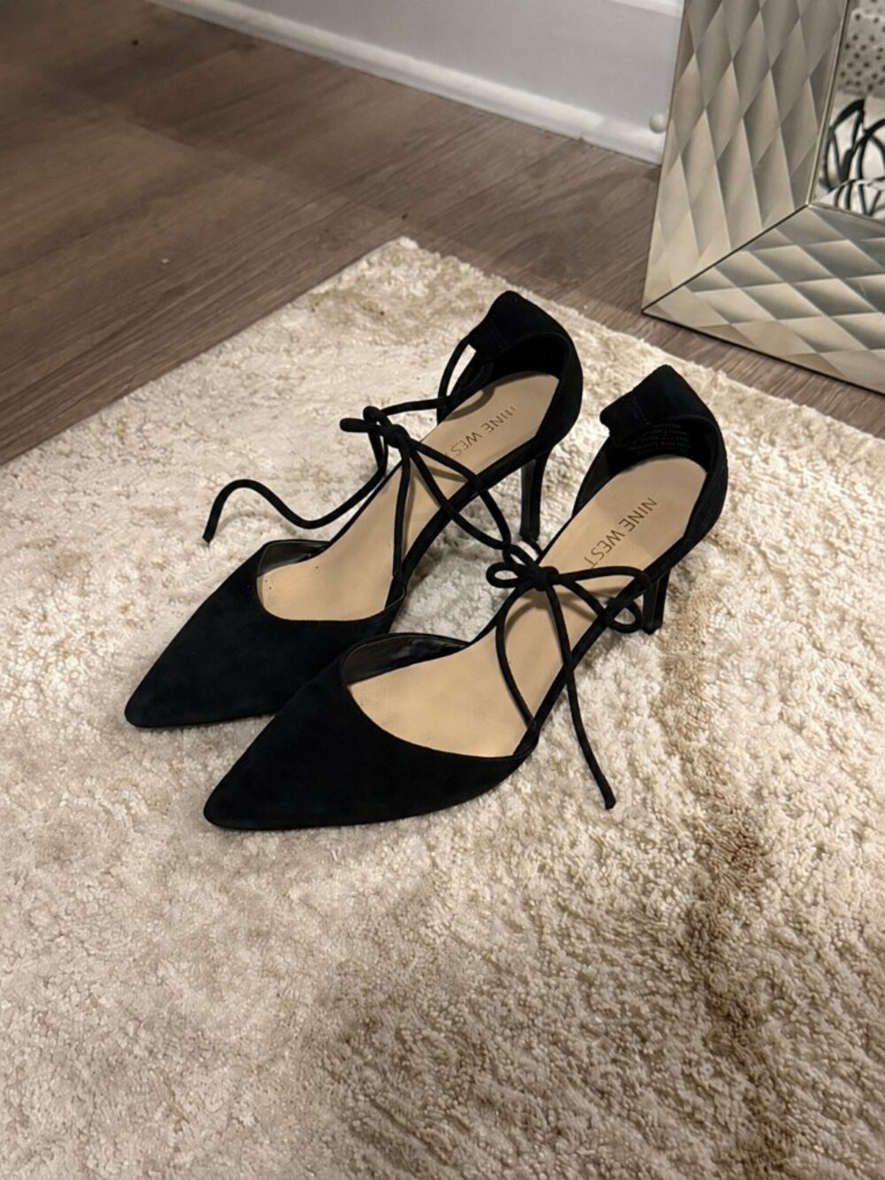 Nine West Black Lace-Up Heels – Pointed Toe Pumps
